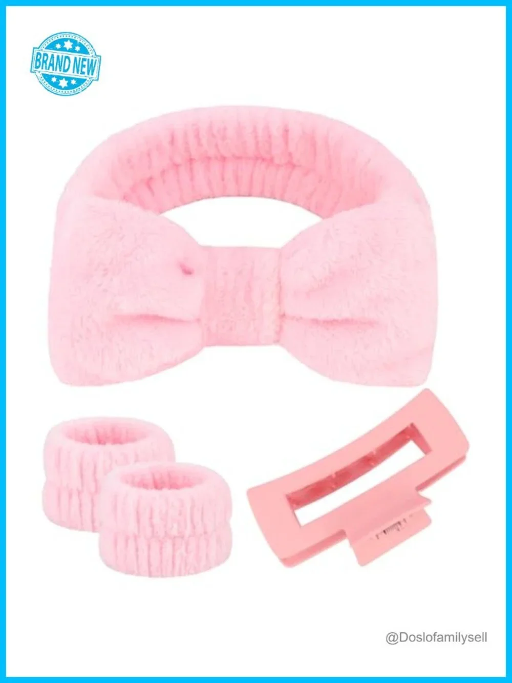 Spa Headband and Wristband Set with Hair Claw Clips Facial Headbands for